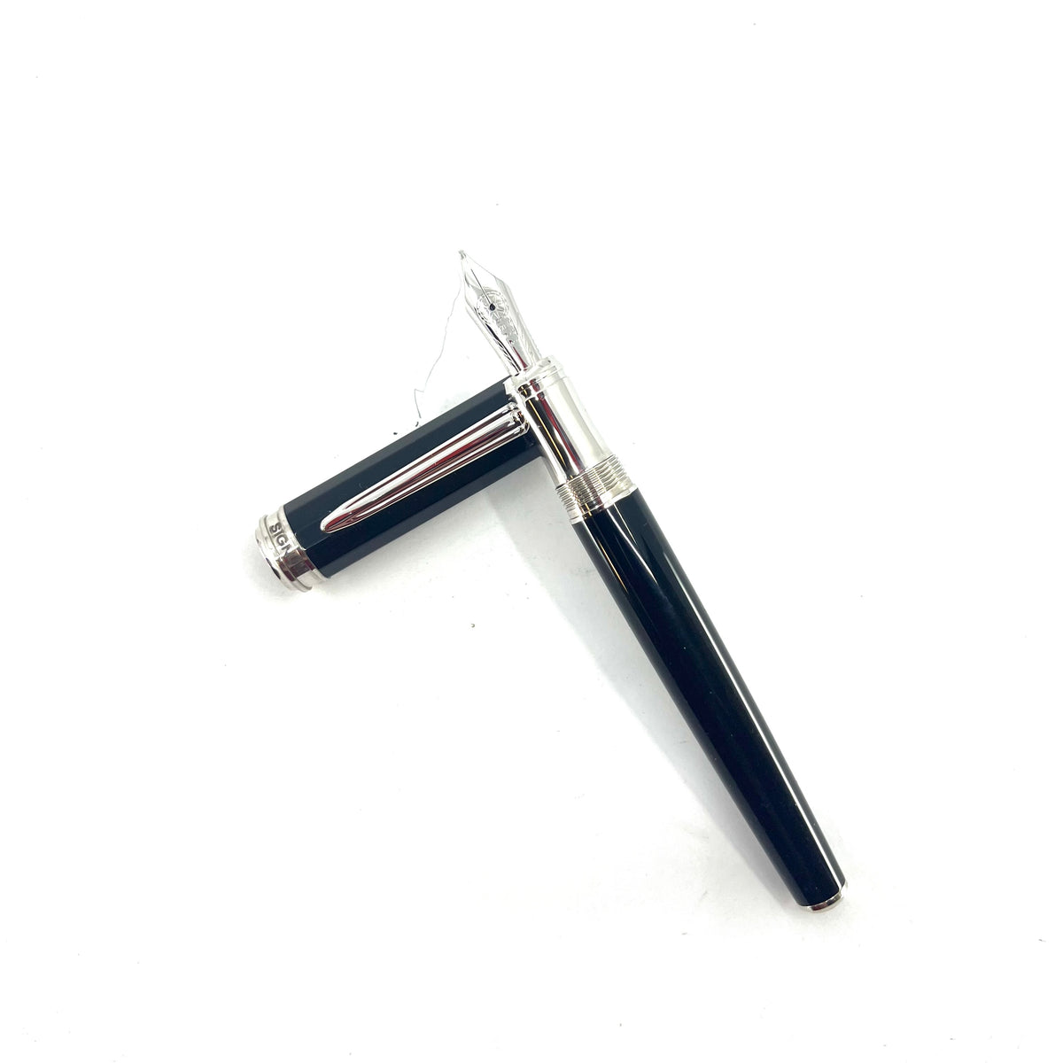 Signum (Italy) Black Facetted Fountain Pen  - Broad 18kt Gold Nib