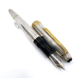 Montblanc LeGrand Solitaire #146 Sterling Silver Pinstriped Fountain Pen - Medium 18kt Gold Nib