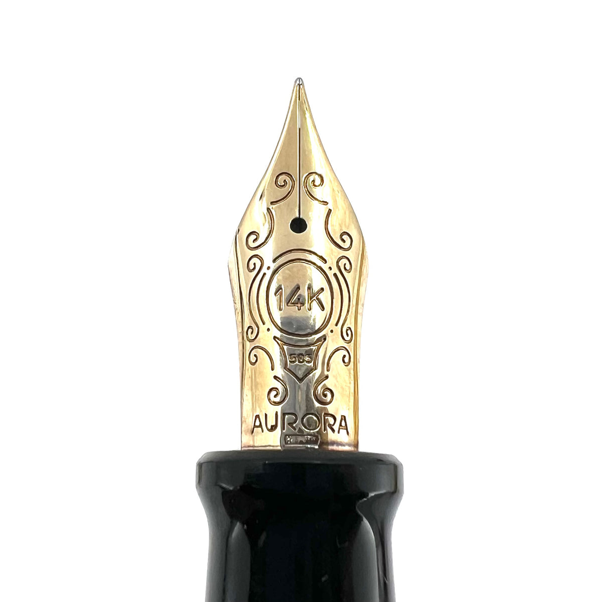 Aurora Optima Full Sterling Silver Barleycorn Fountain Pen - Fine 14kt Gold Nib