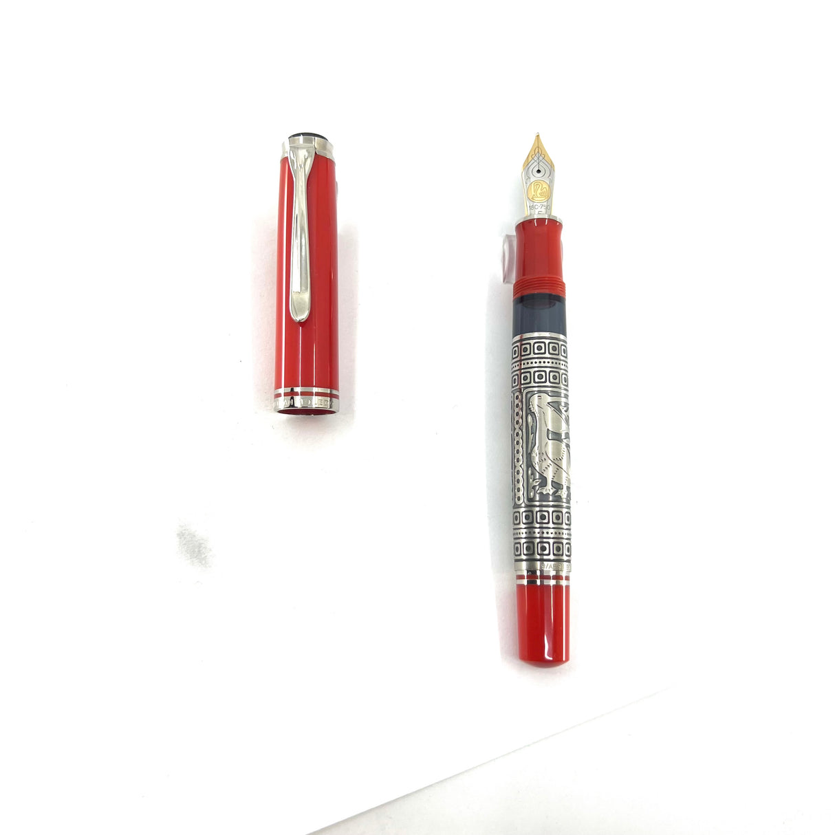 Pelikan Souveran M910 (M800 Size) Red Toledo Special Edition  Fountain Pen - Fine 18kt Gold Nib