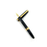 Platinum #3776 "Gathered"/Ribbed Black Fountain  Pen - Broad 14kt Gold Nib