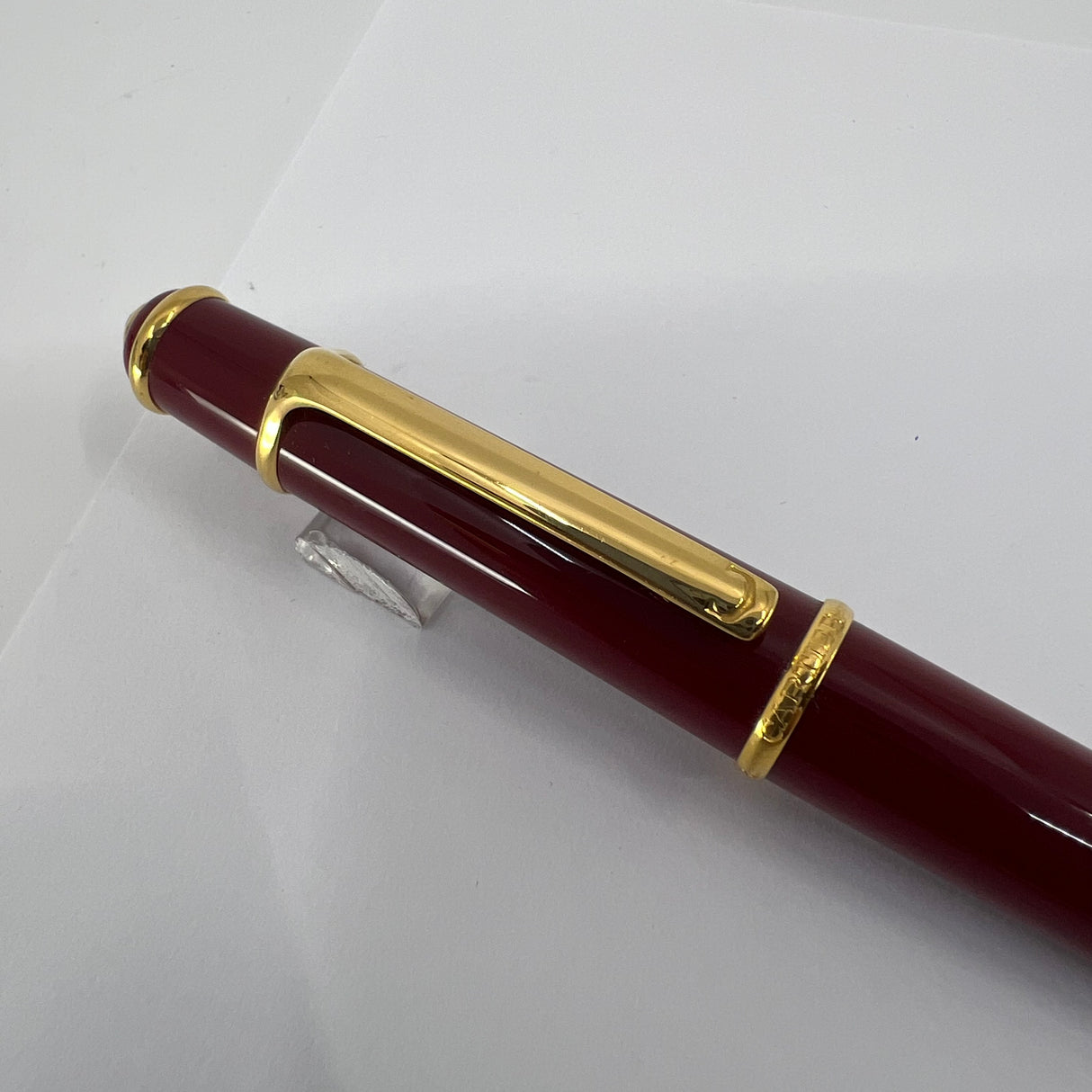 Cartier Diabolo Bordeaux Red  Ballpoint Pen - Gold-Plated Trim - Very Scarce in Bordeaux!