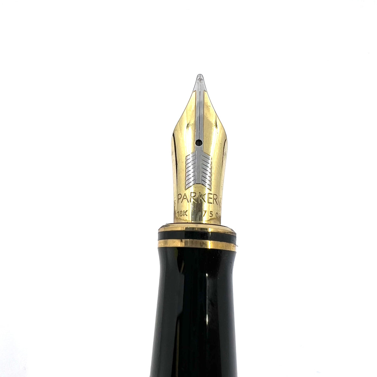Parker Black Duofold  1888-1988 Centennial Collector Edition - First Year Parker Cap Top Medallion - Medium 18kt Gold Nib