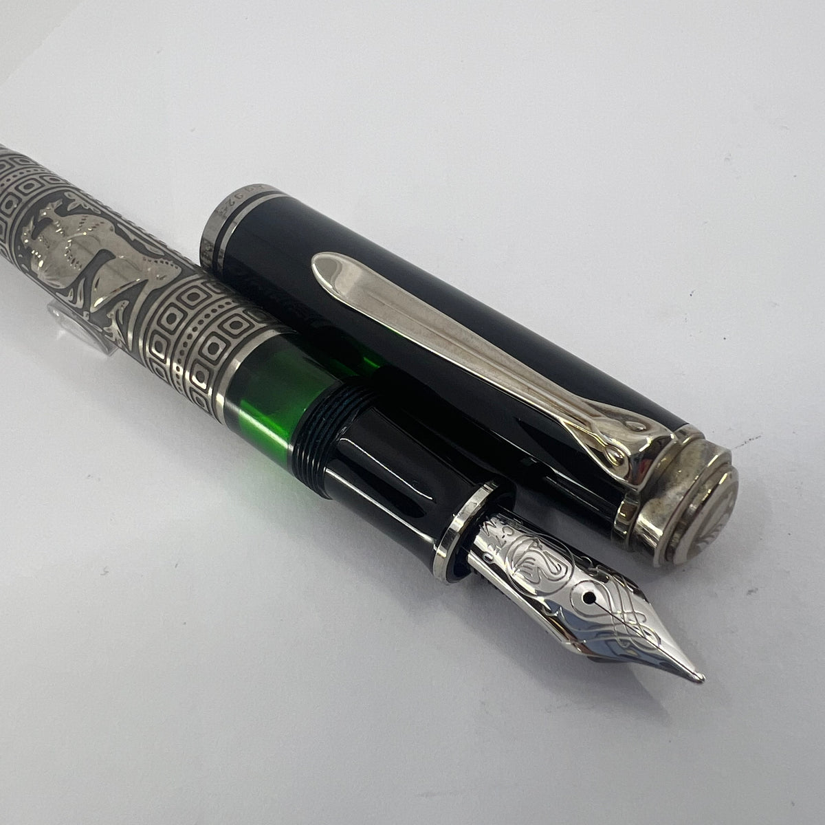 Pelikan M910 Toledo Sterling Silver Fountain Pen - Medium 18kt Gold  Nib