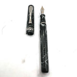 Visconti Marbled Lustrous Charcoal & White Kaleido Fountain Pen - Fine 18kt Gold Nib