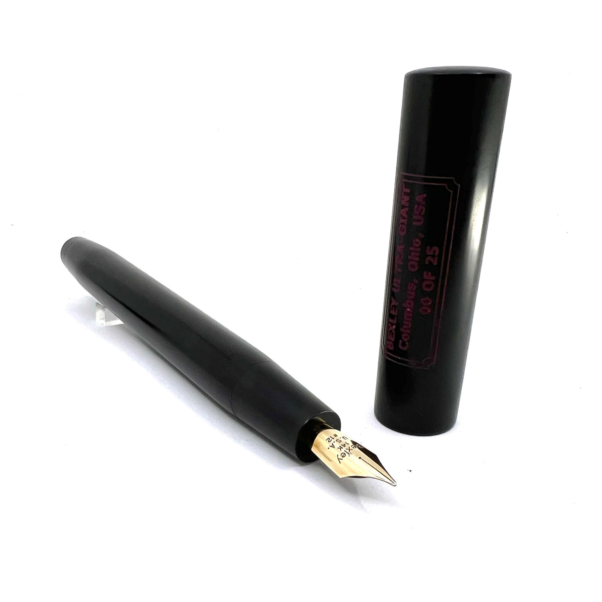 Bexley ULTRA GIANT Limited Edition Black Ebonite Fountain Pen with a Companion Orange Fountain Pen Hidden Inside - Oversized Medium 14kt  Gold Nib - Number 00 of 25 that were sold to the Public