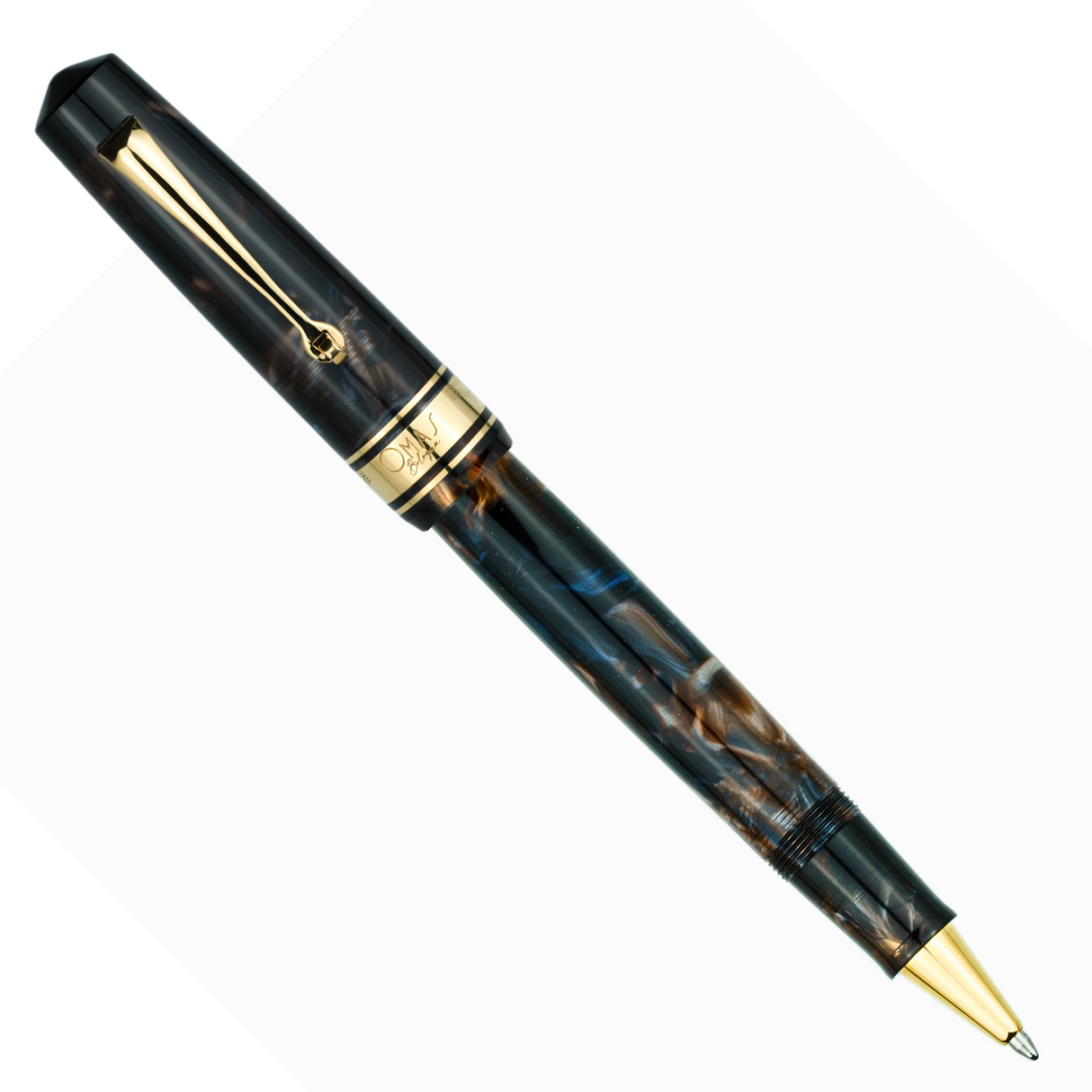OMAS Bologna Rollerball Pen Galassia Gold Trim