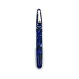 Levenger Blue Marbled Argento Fountain Pen - Broad 18kt Gold Nib