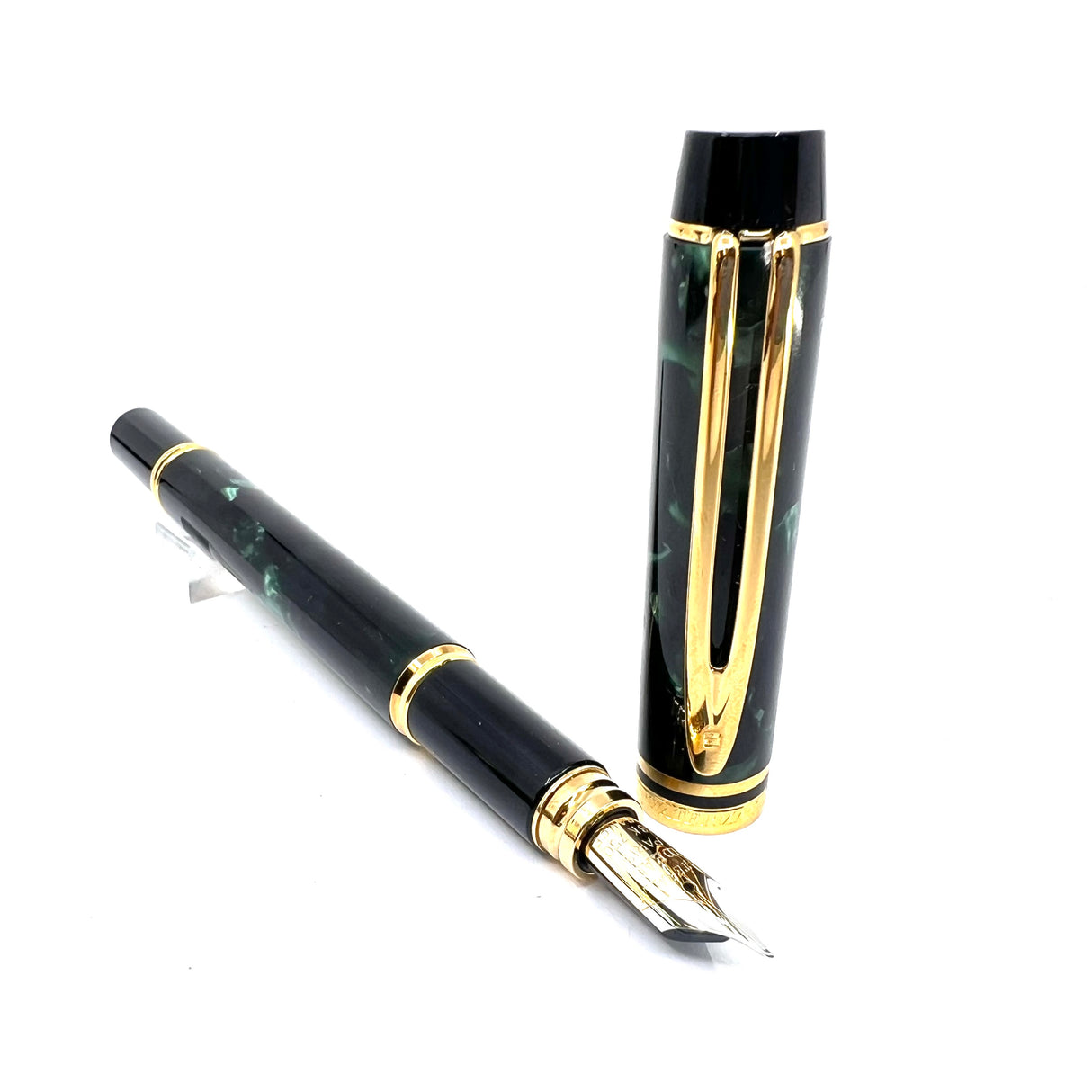 Waterman Rhapsody Marbled Mineral Green Fountain Pen - Fine 18kt Gold Nib