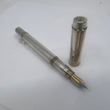 Waterman Man 100 Full Covered Sterling Silver Fountain Pen - Smooth Pattern - Fine 18kt Gold Nib - Scarce!