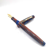 Bexley BX701  Lustrous Blue & Amber Swirl Fountain Pen   - Medium Gold-Plated Nib
