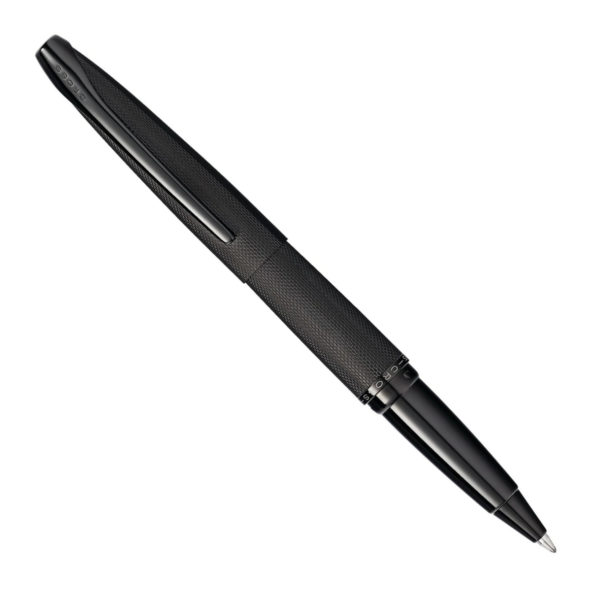Cross ATX® Brushed Black with Machine-Turned Diamond Pattern Engraving with Polished PVD Trim Selectip Rollerball Pen