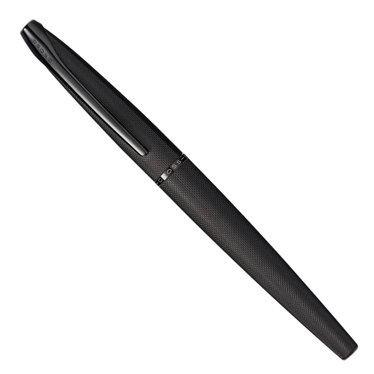 Cross ATX®  Brushed Black with Machine-Turned Diamond Pattern Engraving with Polished Black PVD Fountain Pen