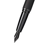 Cross ATX®  Brushed Black with Machine-Turned Diamond Pattern Engraving with Polished Black PVD Fountain Pen