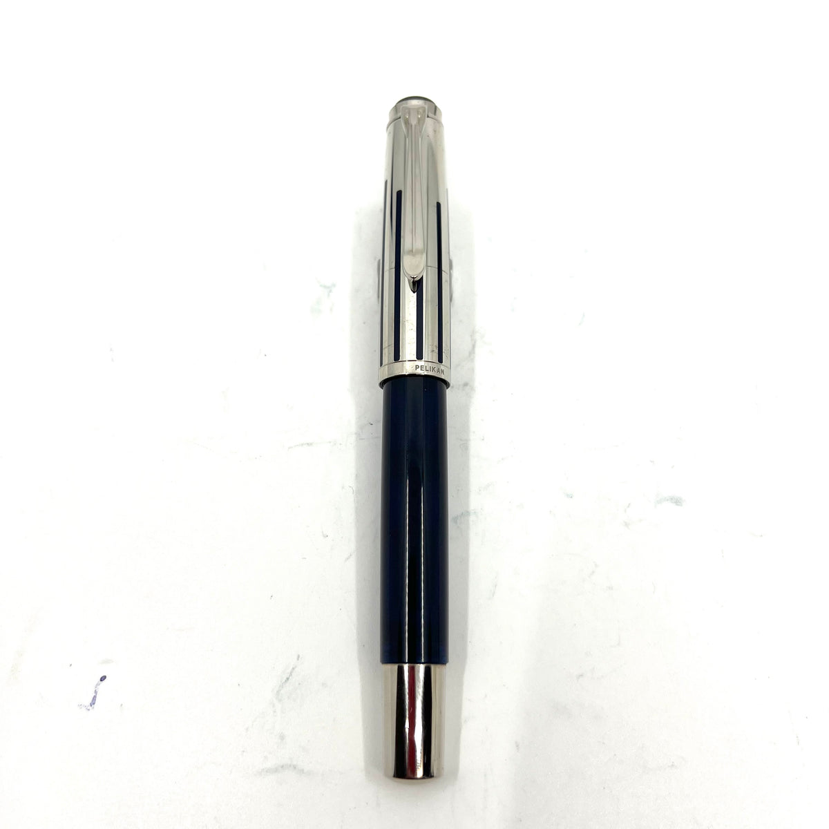 Pelikan M625 Sterling Silver Cap/Blue Translucent Barrel Fountain Pen - RARE!