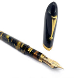 ASC - ARMANDO SIMONI CLUB  Oversized Triangolo Black Lucens Celluloid Limited Edition 3-Sided Fountain Pen - Magic Flex Large #8 Size Medium 14kt Gold Nib