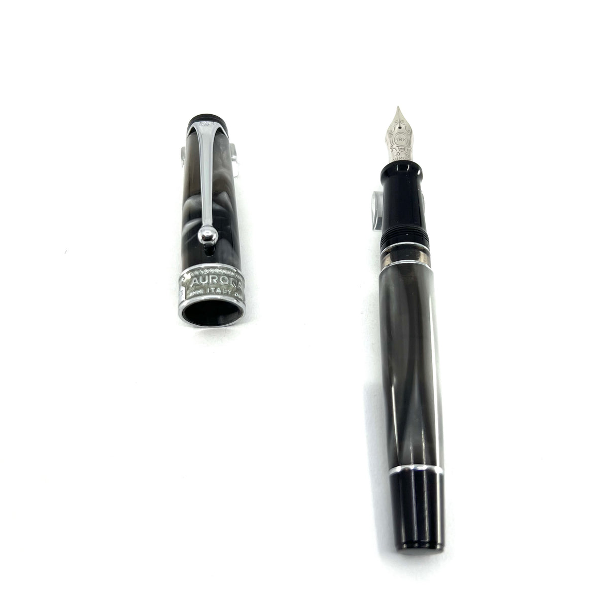 Aurora "Europa" Optima Marbled Charcoal & Gray Limited  Edition Fountain Pen - Fine 18kt Gold Nib
