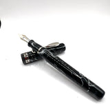 Visconti Marbled Lustrous Charcoal & White Kaleido Fountain Pen - Fine 18kt Gold Nib
