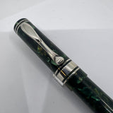 Visconti Grande Green Marbled/Bronze Streaked "Michelangelo" Celluloid  Fountain Pen Circa 2000 - Fine 18kt Gold Nib
