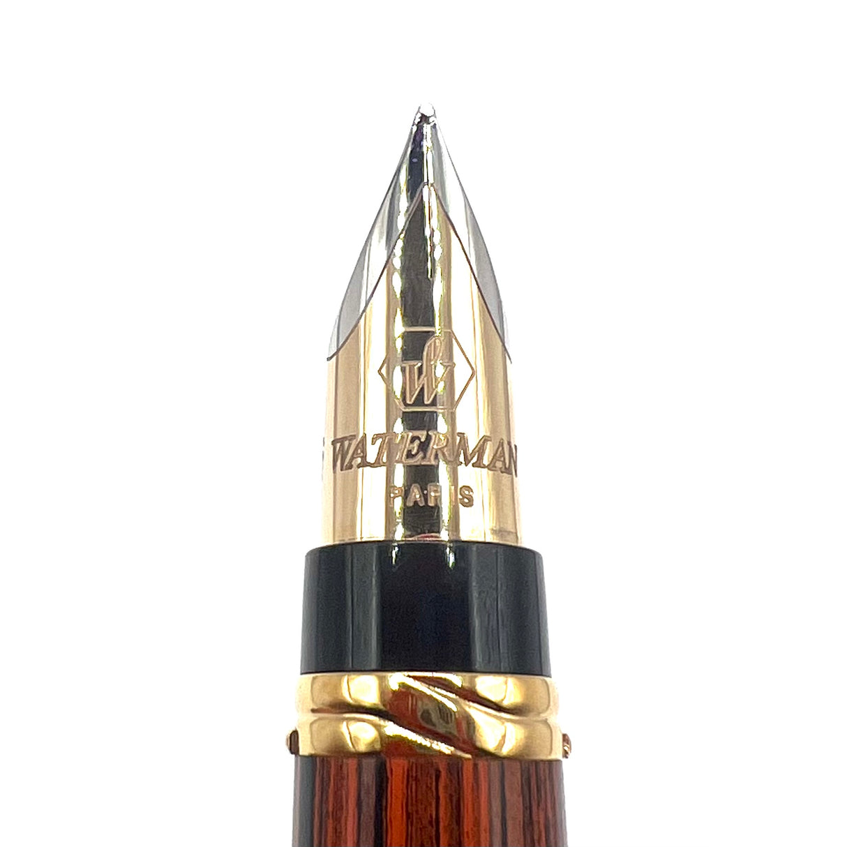 Waterman Liaison Black/Orange Woodgrain Fountain Pen-  Medium 18kt Gold Nib