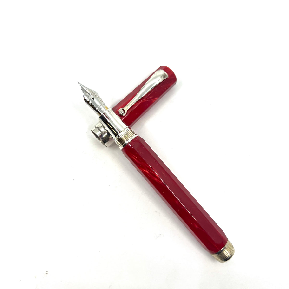Montegrappa Symphony Lustrous Red Celluloid Octagonal Fountain  Pen - Medium 18kt Gold Nib