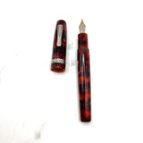 Krone Vintage Fiesta Marbled Burgundy Fountain Pen - Broad 18kt Gold Nib