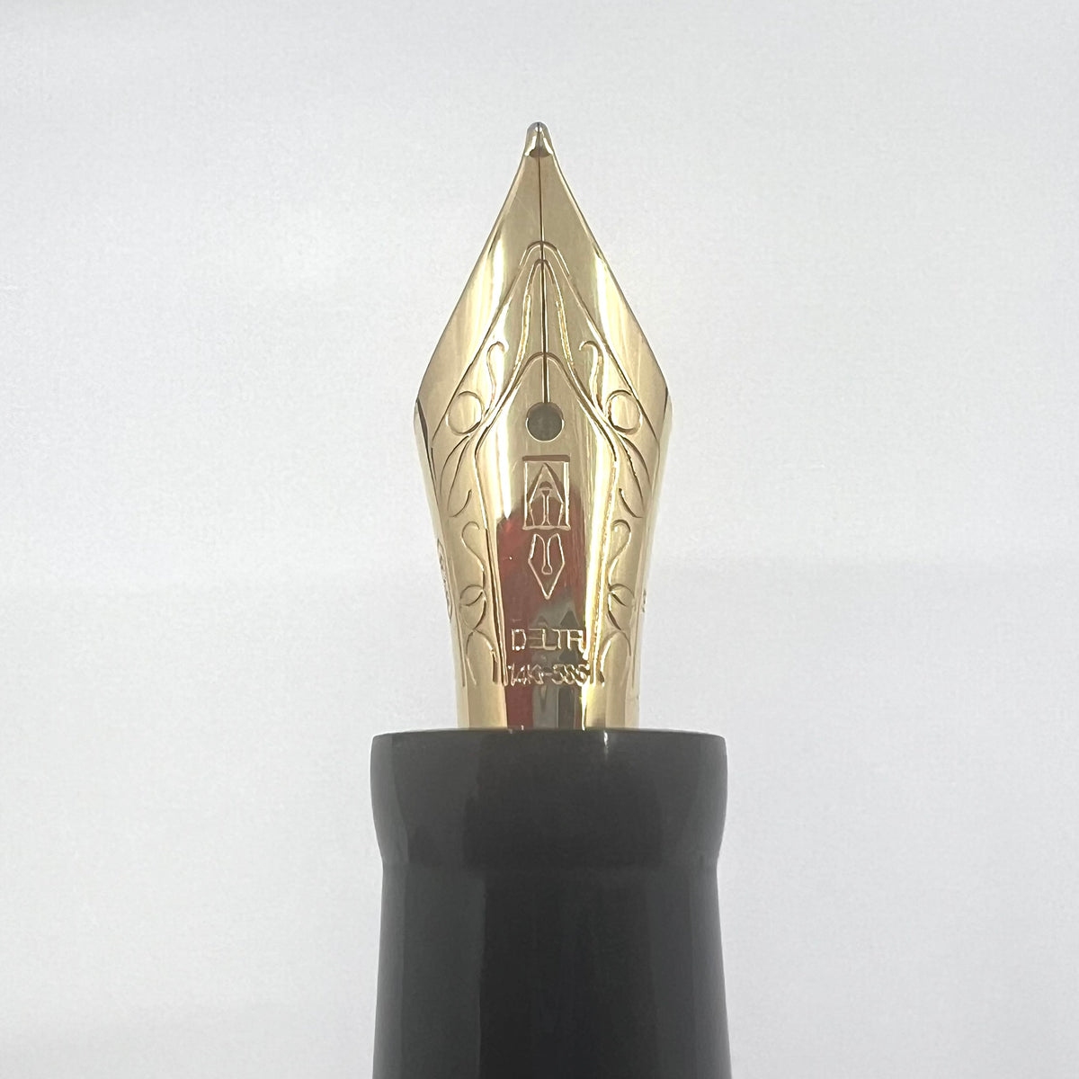 Delta Lucky Black/Orange Fountain Pen (aka WE)-  Medium 14kt Gold Nib