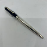 Montegrappa Ballpoint Pen with Dark Blue Cap & Sterling Silver Barrel and Trim