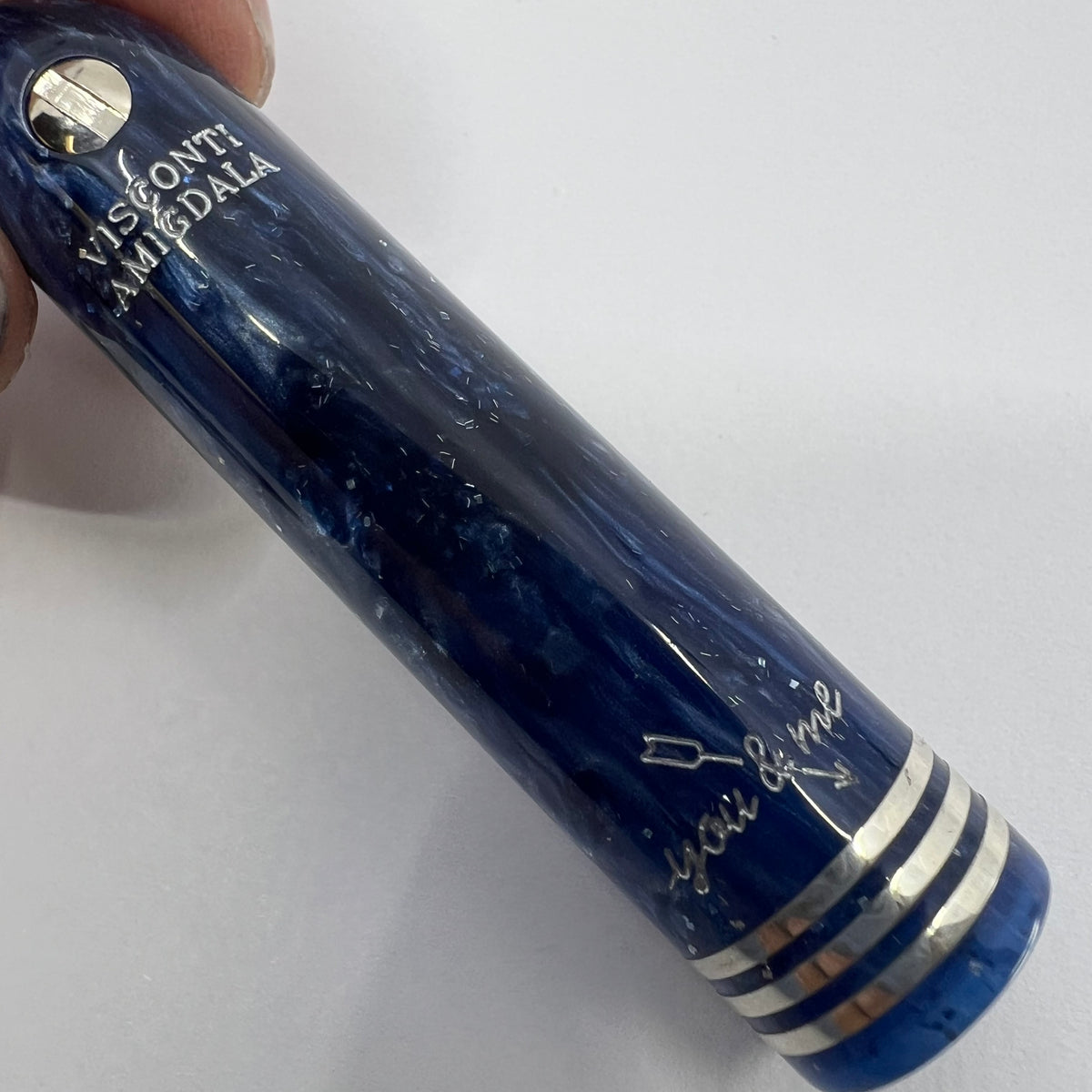 Visconti Amigdala "You & Me" Blue Marbled Limited Edition Fountain Pen  - Fine 14kt Gold  Nib