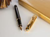 Aurora 88 Gold Plated Cap / Black Barrel Small Fountain Pen
