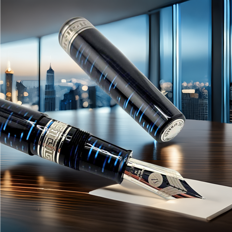 ASC Bologna Extra Blue "Wall Street" Skyscraper  Limited Edition Fountain Pen Collection
