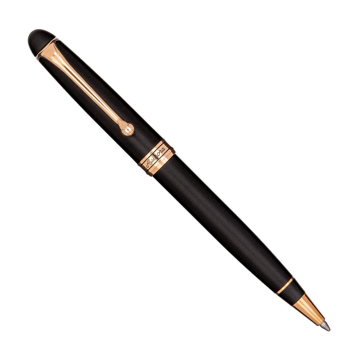 Aurora 88 Black Satin with Rose Gold Trim - Ballpoint