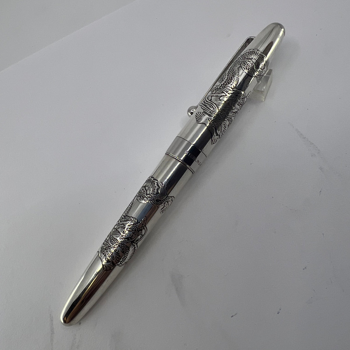 Namiki Sterling Silver Dragon Fountain Pen  - Broad 18kt Gold  Nib
