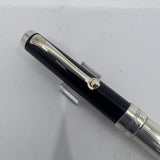 Montegrappa Ballpoint Pen with Dark Blue Cap & Sterling Silver Barrel and Trim