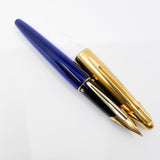 Waterman Edson Blue Translucent Fountain Pen - Oblique Left Handed Fine 18 Kt Gold Nib