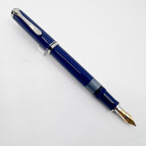 Pelikan M405 Solid Blue Special Edition Fountain Pen - Flexible Broad 18C Gold Nib