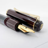 Pelikan M150 Burgundy & Black Fountain Pen - Broad Gold-Plated Nib