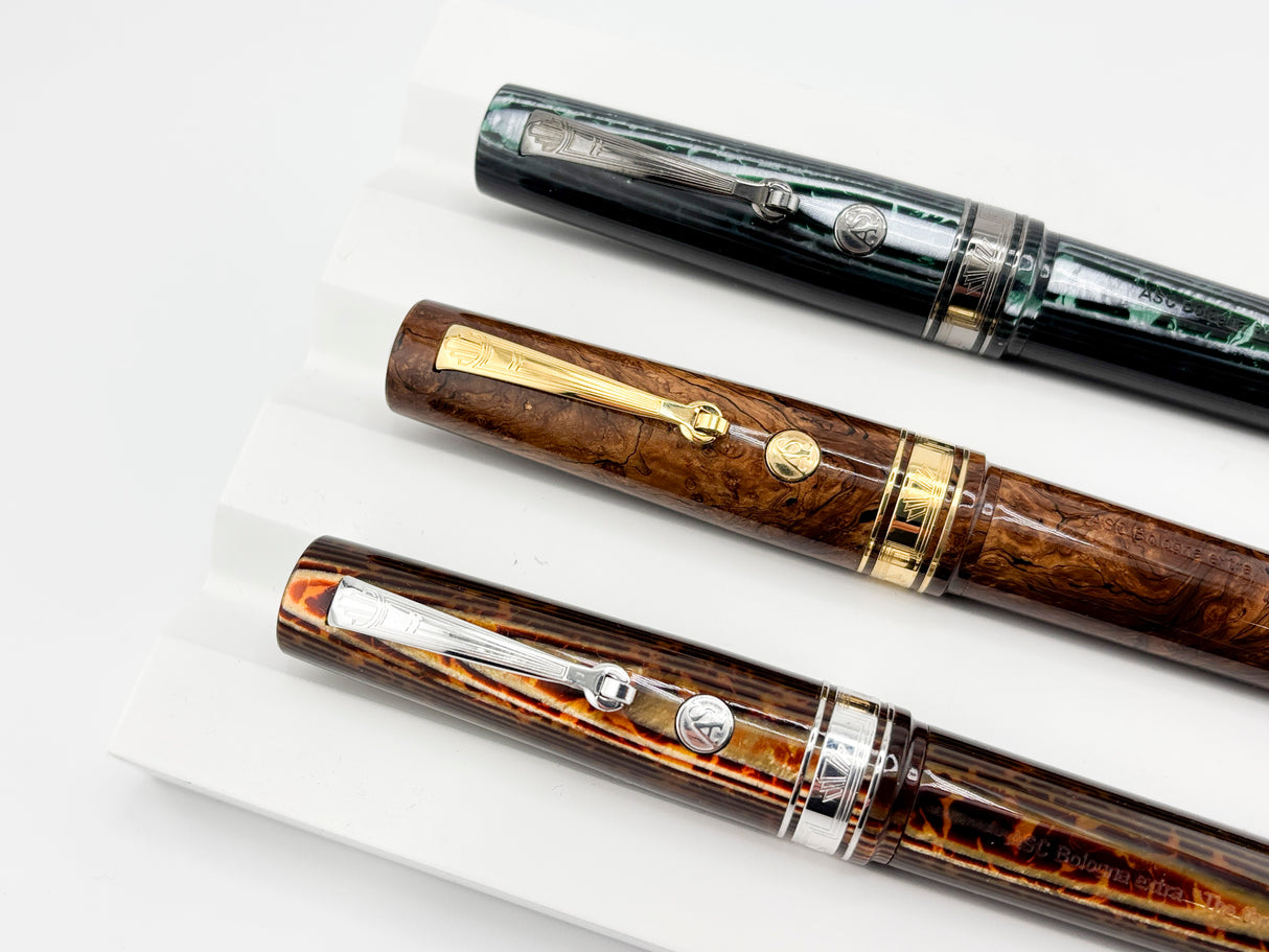 ASC -  Armando Simoni Club "THE 3 KINGS SET" The Grail of ASC - Set of 3 Celluloid Fountain Pens with Specialty Flexible Nibs!