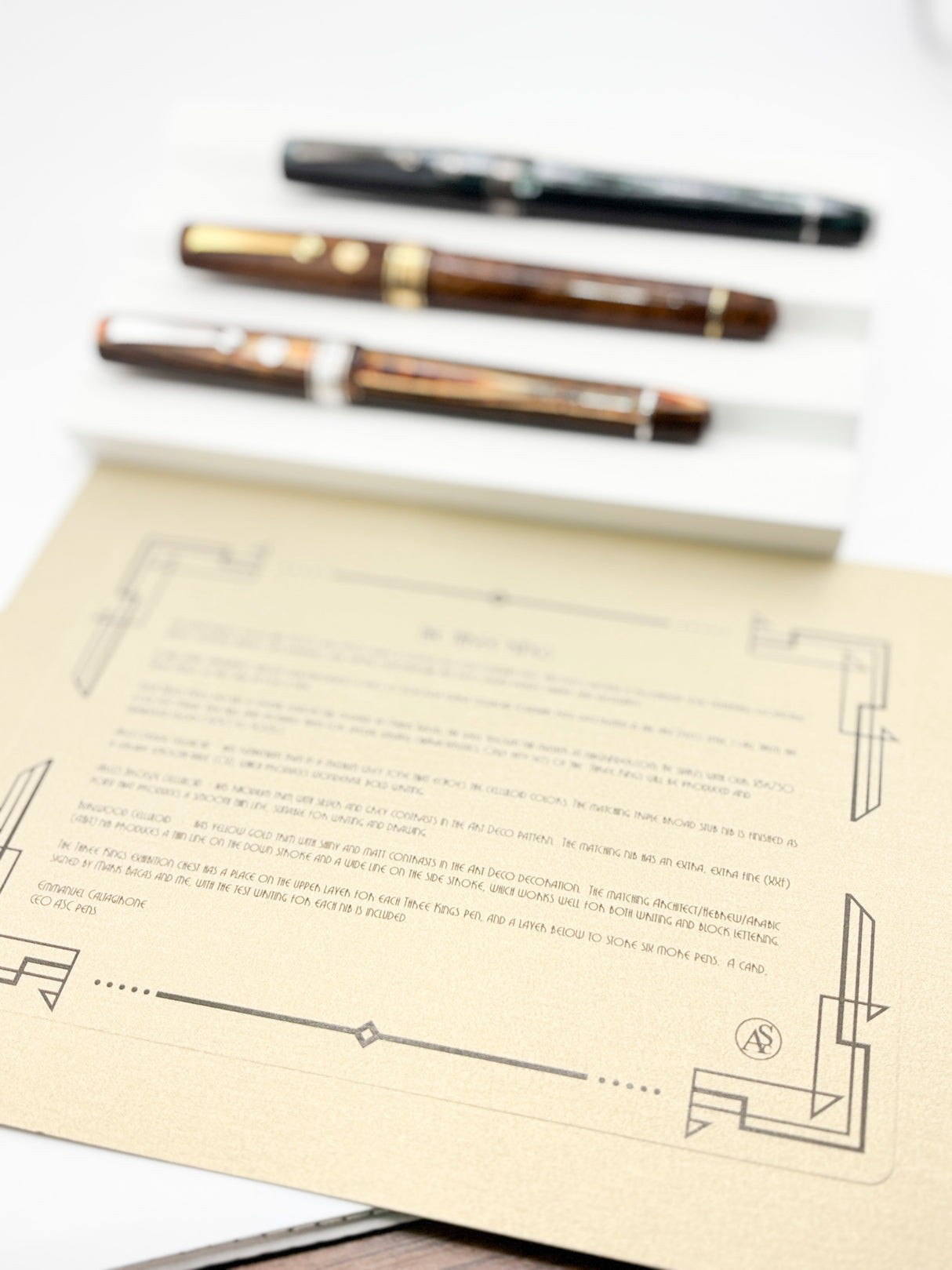 ASC -  Armando Simoni Club "THE 3 KINGS SET" The Grail of ASC - Set of 3 Celluloid Fountain Pens with Specialty Flexible Nibs!