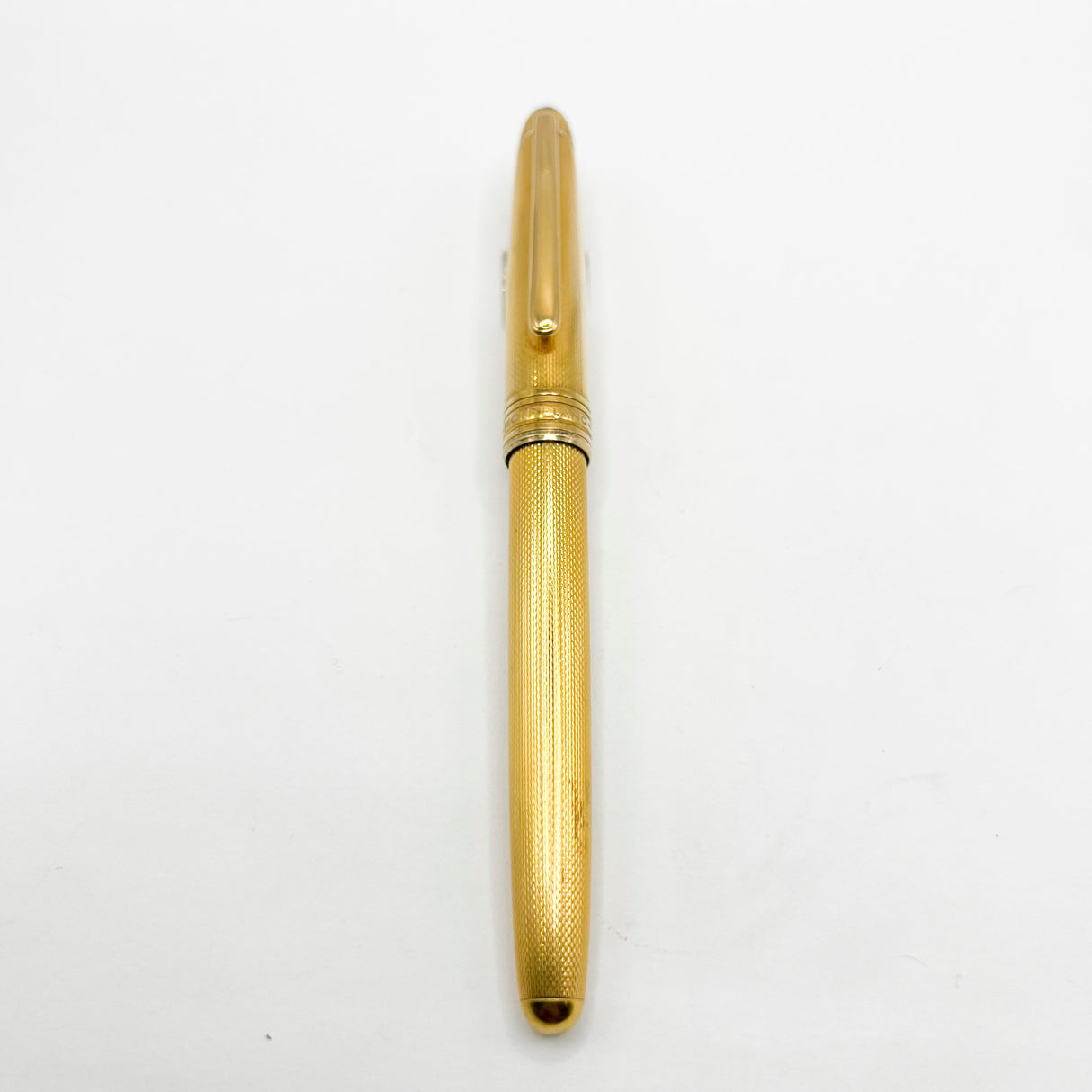Montblanc Solitaire Gold Plated Barleycorn Classique #144 Fountain Pen - Fine 18kt Gold Nib