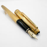 Montblanc Solitaire Gold Plated Barleycorn Classique #144 Fountain Pen - Fine 18kt Gold Nib