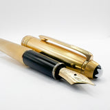 Montblanc Solitaire Gold Plated Barleycorn Classique #144 Fountain Pen - Fine 18kt Gold Nib