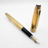 Montblanc Solitaire Gold Plated Barleycorn Classique #144 Fountain Pen - Fine 18kt Gold Nib