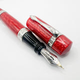 Ancora (Italy) Striated Lustrous Red  Perla Fountain Pen - Flexible Medium 18kt Gold Nib