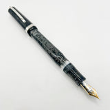 Visconti Oversized Wall Street Limited Edition Glittering Silver Gray Striped Celluloid Fountain Pen - Medium 18kt Gold Nib