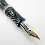 Visconti Oversized Wall Street Limited Edition Glittering Silver Gray Striped Celluloid Fountain Pen - Medium 18kt Gold Nib