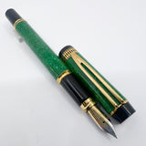Waterman Patrician Green Marble Lacquer Fountain Pen- Medium 18kt Gold  Nib