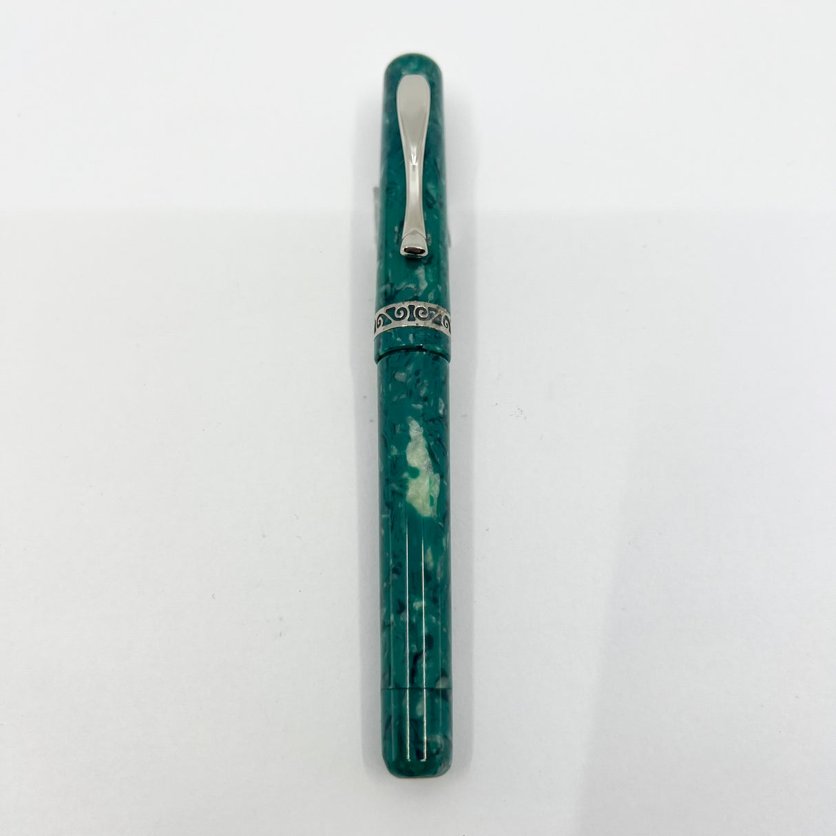 Visconti  Florentia Turquoise Green Celluloid LE Fountain Pen Honoring  Casa delle Stilografica 50th Anniversary - Fine 18kt Gold Nib