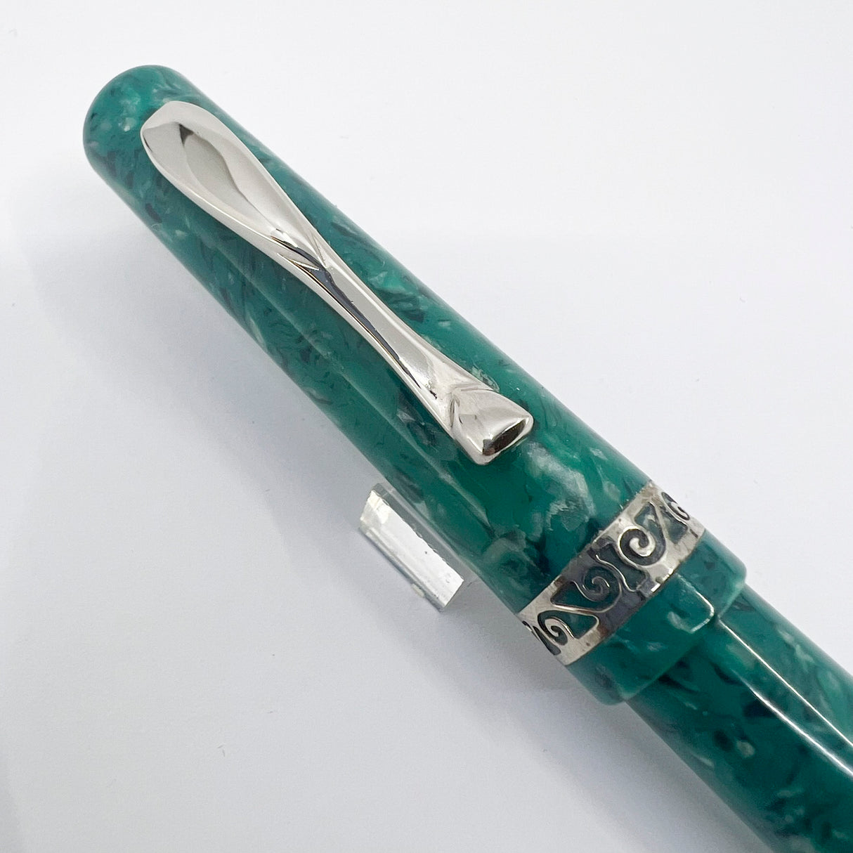 Visconti  Florentia Turquoise Green Celluloid LE Fountain Pen Honoring  Casa delle Stilografica 50th Anniversary - Fine 18kt Gold Nib
