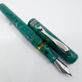 Visconti  Florentia Turquoise Green Celluloid LE Fountain Pen Honoring  Casa delle Stilografica 50th Anniversary - Fine 18kt Gold Nib